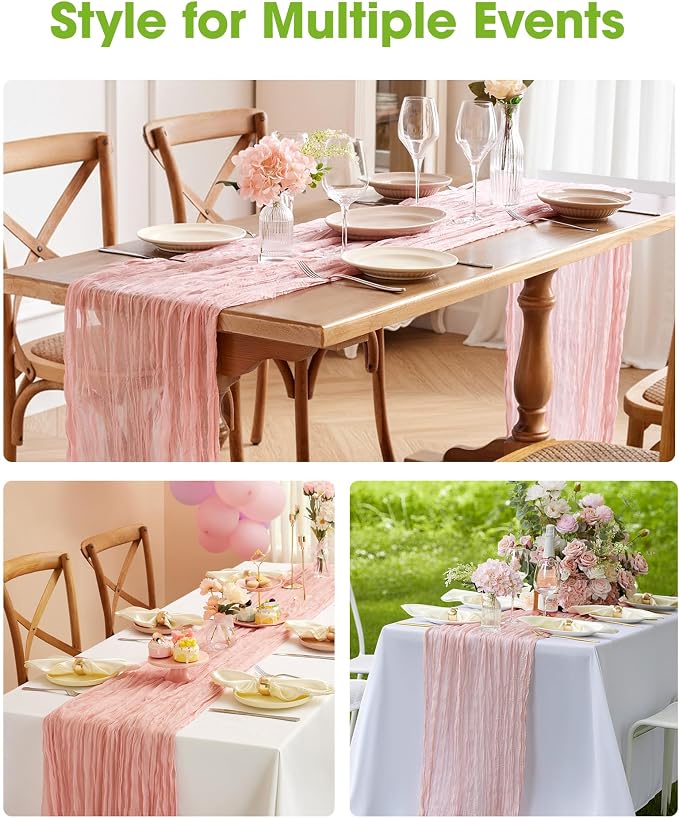 Pureegg 4-Pack Cheese Cloths Table Runner, Baby Shower, Wedding and Farmhouse - Image 9
