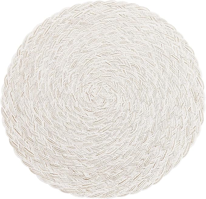 SHACOS Round Braided Placemats 15 inch Set of 6 Boho Thick Washable Kitchen - Image 7