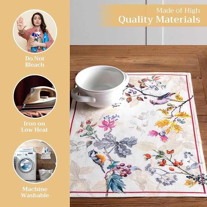 Maison d' Hermine Placemats Set of 4 Reusable 100% Cotton | Cloth Place Mats - Image 3