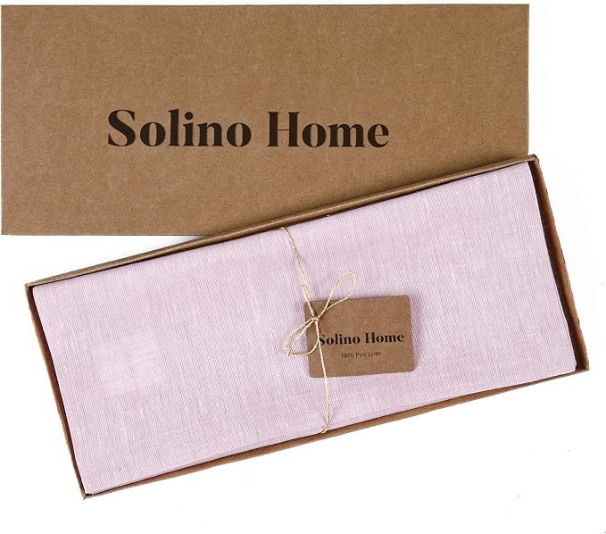 Solino Home 100% Pure Linen Dining Table Runner Pink, Athena 14 x 108 in | - Image 5