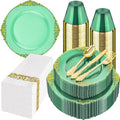 350 Pcs Green Gold Plates for St. Patrick's Day | Green Party Plates Set for 50 by Hioasis