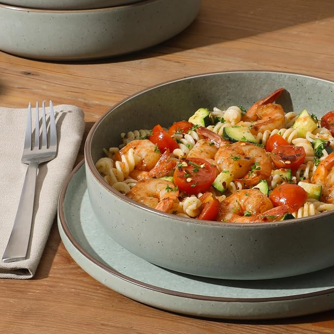 Gibson Elite Gelston Stoneware Matte Reactive Glaze 16 Piece Plates and Bowl - Image 2