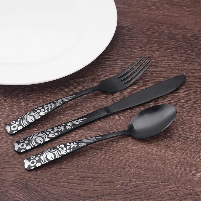 Matte Black Silverware Set, Bysta 20-Piece Stainless Steel Flatware Set - Image 5