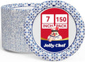 7 inch Disposable Paper Plates 150 Count, Soak Proof, Cut Proof, Heavy Duty by JOLLYCHEF