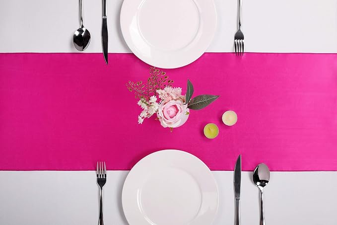 5-Pack Satin Table Runner Fuchsia 12 x 108 inches Long, Table Runners - Image 2
