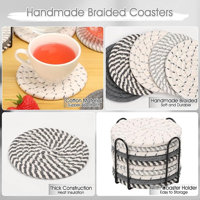 Billbotk 10 Pieces Coasters for Drinks, Absorbent Drink Coasters - Image 4