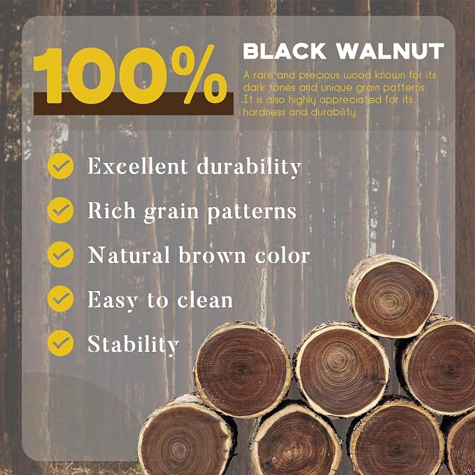 Wood Coasters with Metal Holder, GOH DODD Set of 8 Walnut Wooden Coaster - Image 2