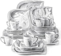 MALACASA 30 Piece Porcelain Dinnerware Set, Marble Grey by MALACASA
