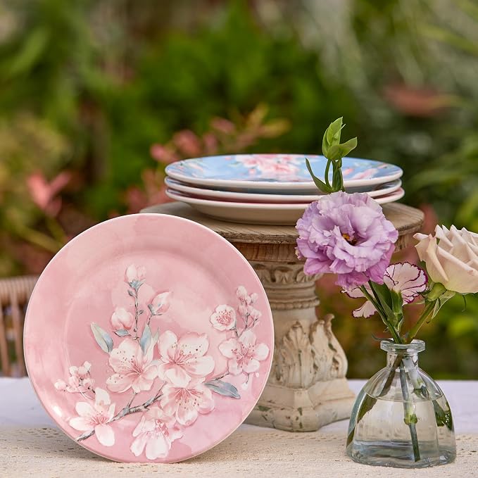 Bico Spring Sakura Salad Plates Set of 4, 8.75 Inch Ceramic Dessert Plates - Image 3