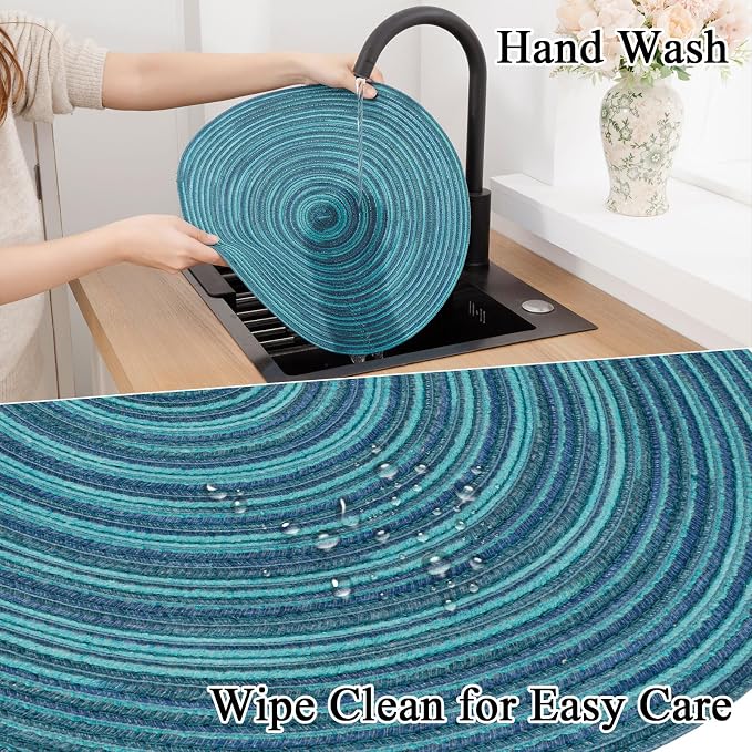 SHACOS 15 inch Round Placemats Set of 6 Variegated Multicolor Place Mats Cotton - Image 8