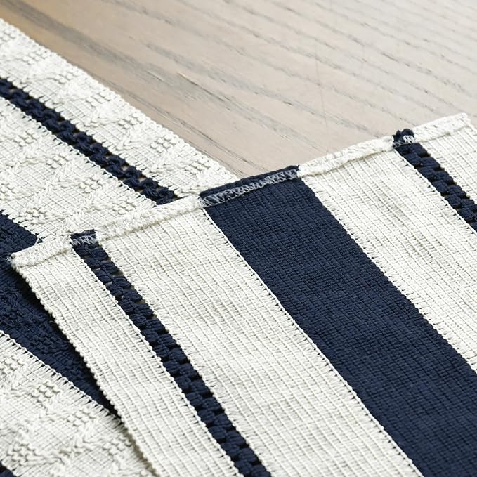 Artoid Mode Dark Blue Rustic Woven Table Runner 12x108 Inch | Holiday Farmhouse - Image 5