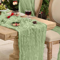 12 Pack Sage Green Cheesecloth Table Runner Boho Gauze Home Decor | 120 Inch by Playieer