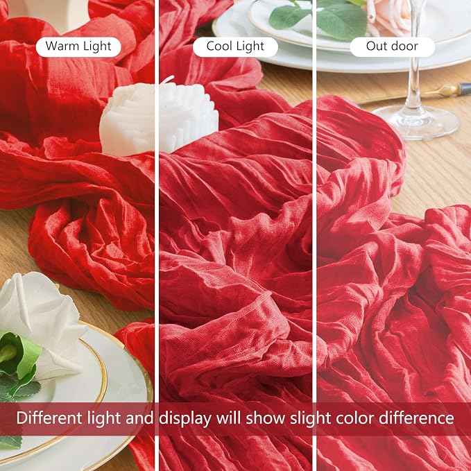 Cheesecloth Table Runner Red 10FT Boho Gauze Runner, 6 Pack | 120 Inch Cheese - Image 8