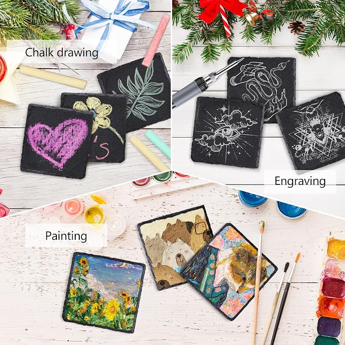68 Pcs 4 Inch Square Black Slate Coasters Bulk - Image 6