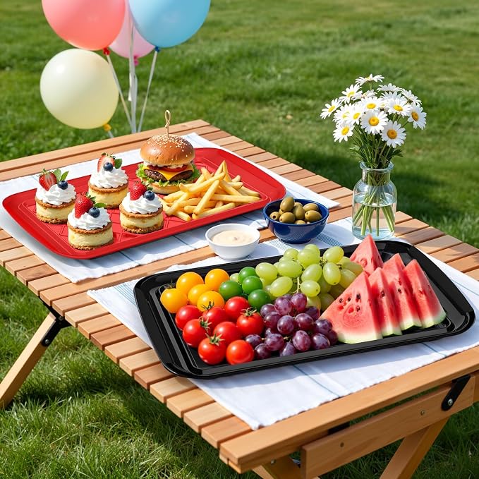 Grilling Prep & Serve Trays for Party Set of 4, Large BBQ Serving Platters | - Image 7