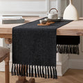 Black Table Runners 60 Inches Long, Burlap Linen Style Rustic Farmhouse Table by ZEEMARTONLINE