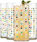 Libbey Vintage Dots Drinking Glasses Set of 4, Retro Polka Dot Design Glass by Libbey