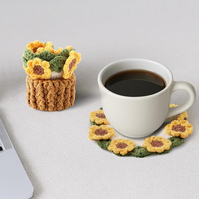 Crochet Flower Coasters, Handmade Bouquet Coasters - Image 6