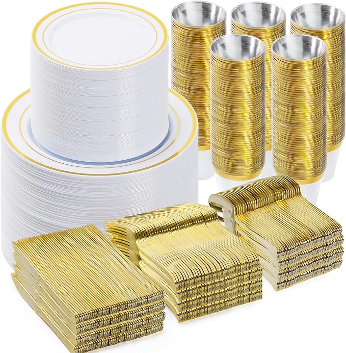 BESTVIP 900PCS Gold Dinnerware Set by Bestvip