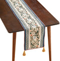 Designer Vintage Linen Extra Long Table Runner, Floral Pattern, Dining Table by Isaennehomedecoration