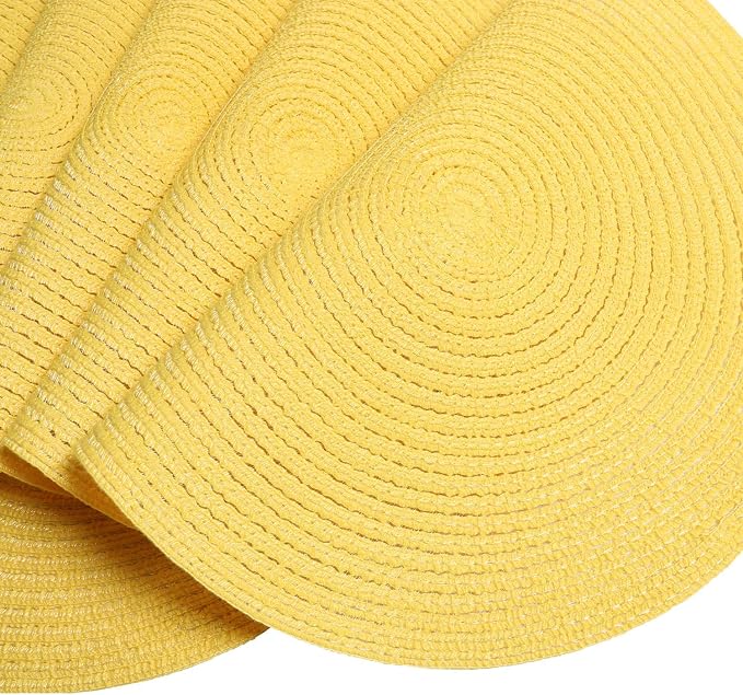 SHACOS Round Braided Placemats Set of 8 Washable Table Mats 15 inch Round - Image 7
