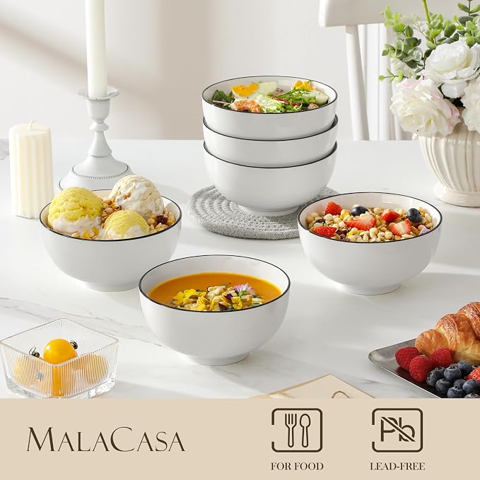 MALACASA Porcelain Soup Bowls, Dishwasher and Microwave Safe, Series Regular - Image 3