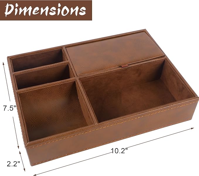 Zcaukya Men's Valet Tray, 5 Compartments, - Image 2