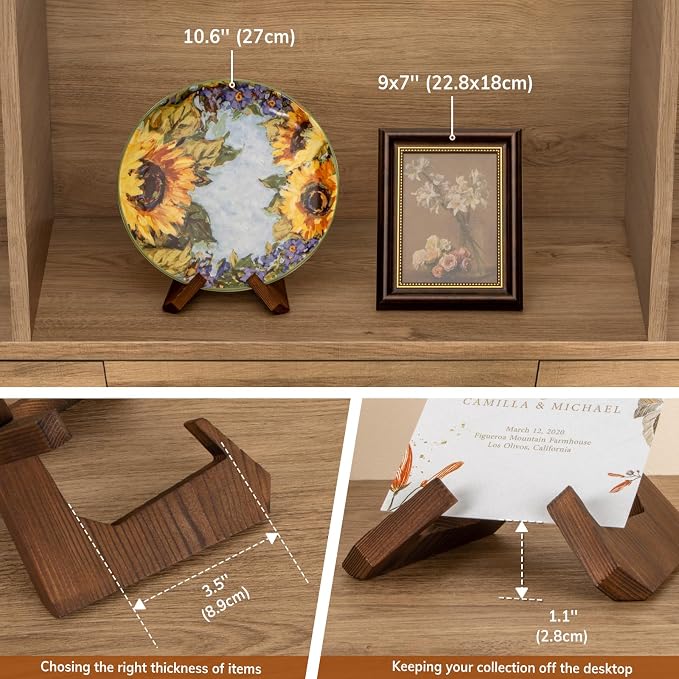 ANBOXIT Bowl Stands for Display, 3 Pack 4.5 Inch Plate Holder, Wooden Easel | - Image 3