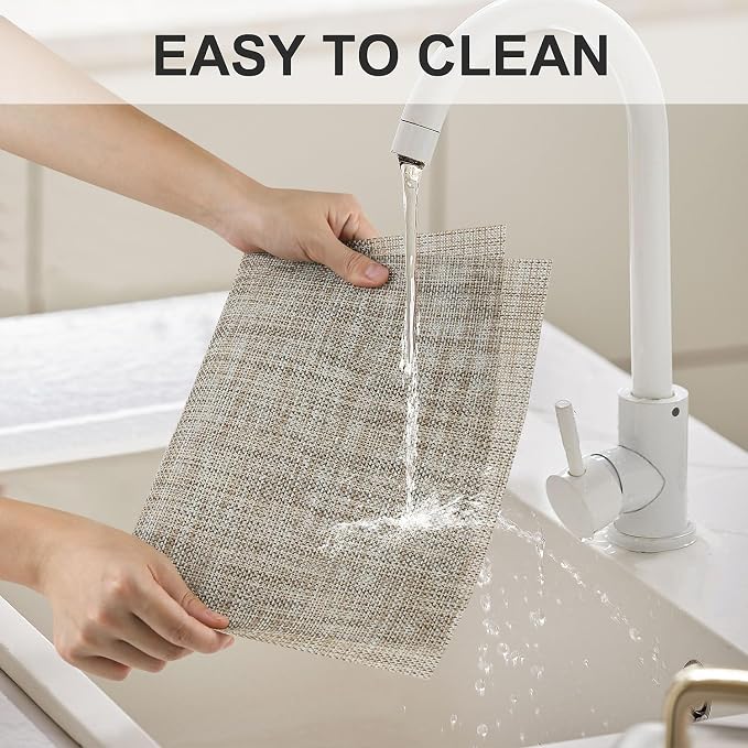 Vinyl Placemats Set of 8, PVC Woven Washable Non-Slip Table Mats, Heat - Image 3