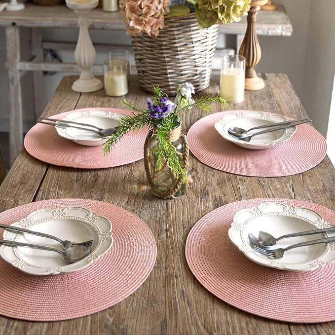 FunWheat Round Braided Placemats Set of 6 Place Mats - Image 6