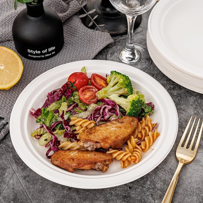WELLIFE Paper Plates 9 Inch 125-Pack Heavy Duty Paper Plates Bulk | 100% - Image 6