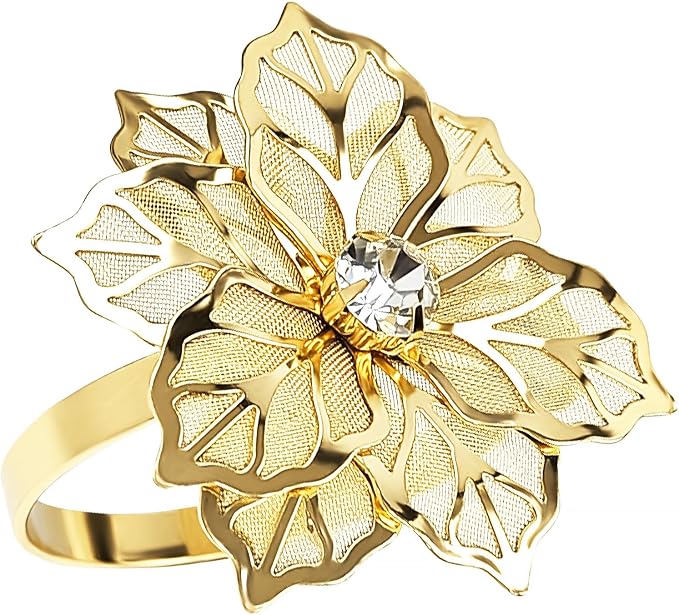 Gold Napkin Rings, Thanksgiving Christmas Napkin Rings Set of 12, Nickel-Plated by EMORBALS