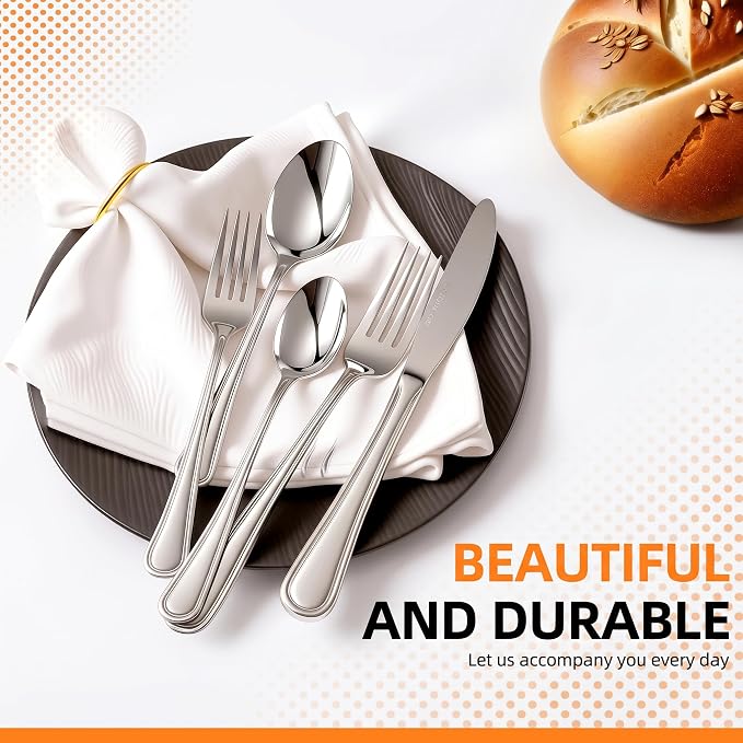 NICE KITCHEN Silverware Set for 6, 30 Piece Heavy Duty Cutlery Set | Mirror - Image 3