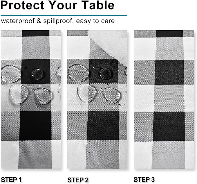 Buffalo Plaid Tablecloth, 2 Pack, 54 x 54 inch, Stain and Wrinkle Resistant - Image 4