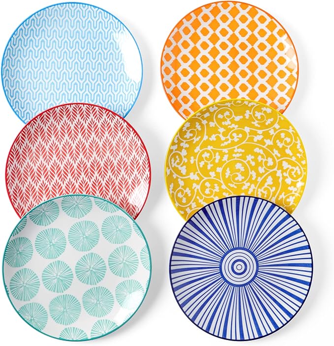 Selamica Ceramic Dessert Plates Set of 6, 6 Inch Mini Dinner Plates by Selamica