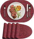 Placemats for Dining Table Set of 4 Non-Slip, Heat Resistant Oval Leather by Delicateandelegantplacemats