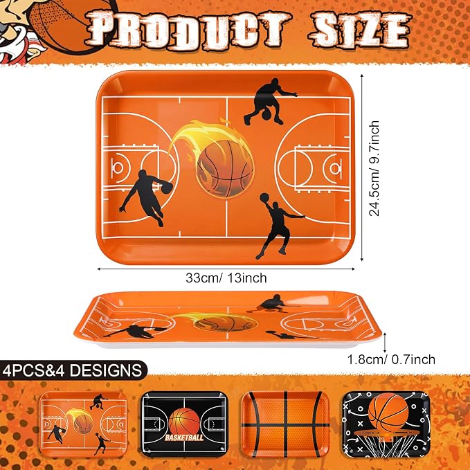 4 Pieces Basketball Serving Trays - Image 2