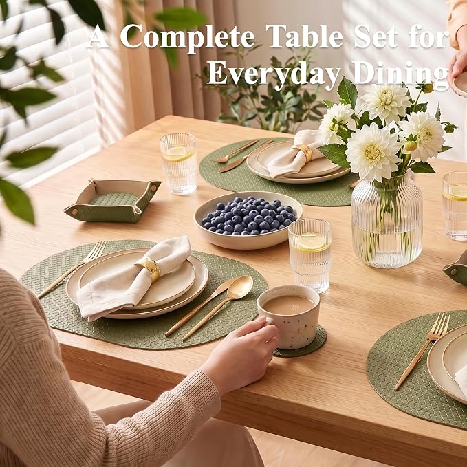 Woven Faux Leather Oval Placemats Set of 4/6 - Image 3