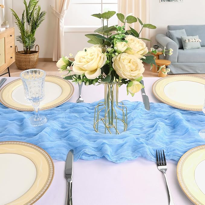 12 Pack 10Ft Baby Blue Cheesecloth Table Runner 23 x 120 Inch | Gauze Rustic - Image 4