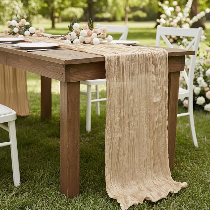 1 Pack Sand Cheesecloth Table Runner 120 Inch Boho Wedding Decor | Cheesecloth - Image 8