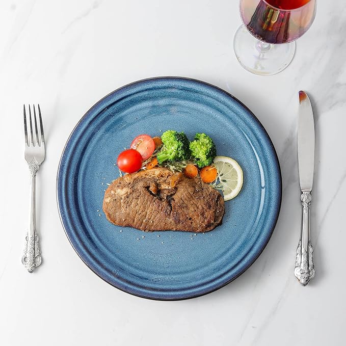 HASENSE Ceramic Dinner Plates Set of 4, 10 Inch Large Porcelain Pasta and Salad - Image 3