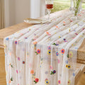 BINBE 6pcs Ivory Daisy Spring Table Runner Embroidery Gauze 10FT Florals by BINBE