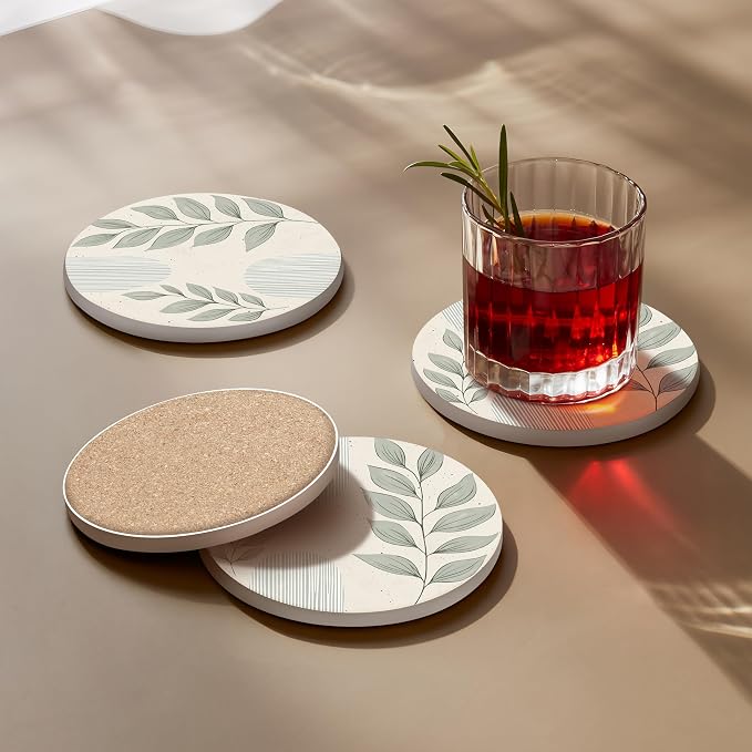 VEYRO Ceramic Coasters Set of 6 – Absorbent Stone Drink Coasters - Image 4