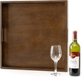 20 Inch Large Square Wooden Ottoman Tray by Axeman