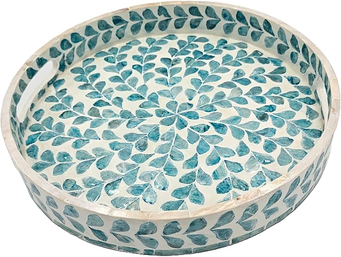 PEMAR 12.6” Mother of Pearl Round Serving Tray by PEMAR