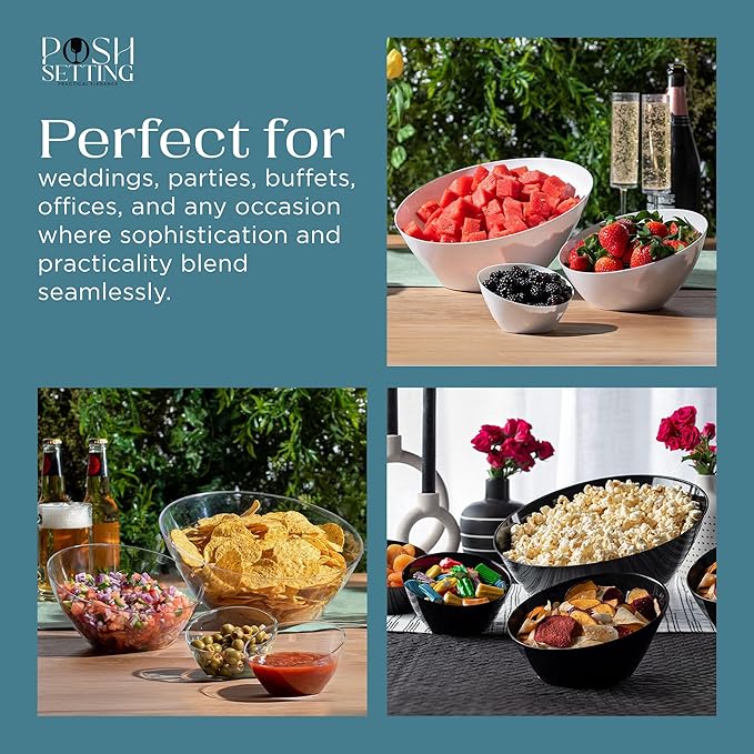 5 Pack Black Angled Plastic Serving Bowl Disposable - Image 5