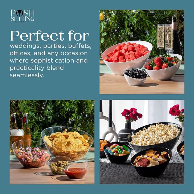 5 Pack White Angled Plastic Serving Bowls Disposable - Image 5