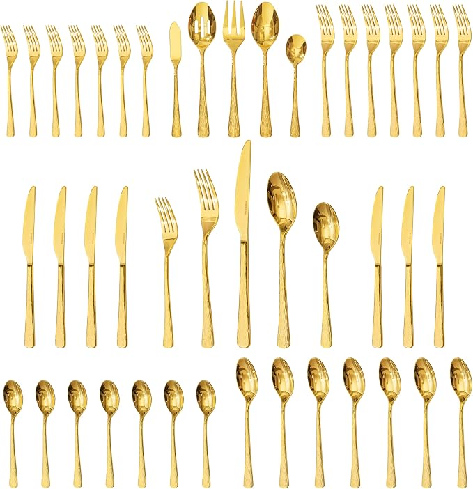 45 Piece Gold Silverware Set by KINGSTONE