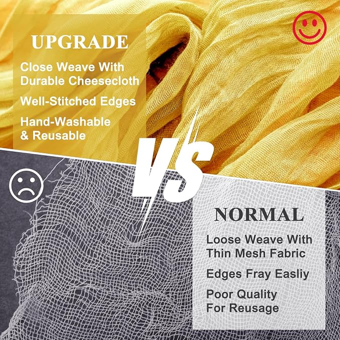 Cheesecloth Table Runner Gold 10FT Boho Gauze Runner, 6 Pack | 120 Inch Cheese - Image 4