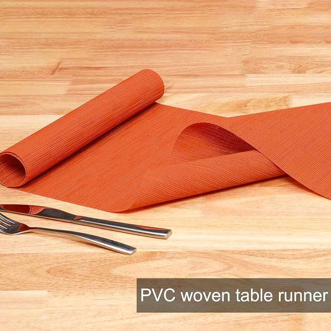 Table Runner 55 Inches Long, Vinyl Woven Heatproof Table Runners | Washable - Image 2